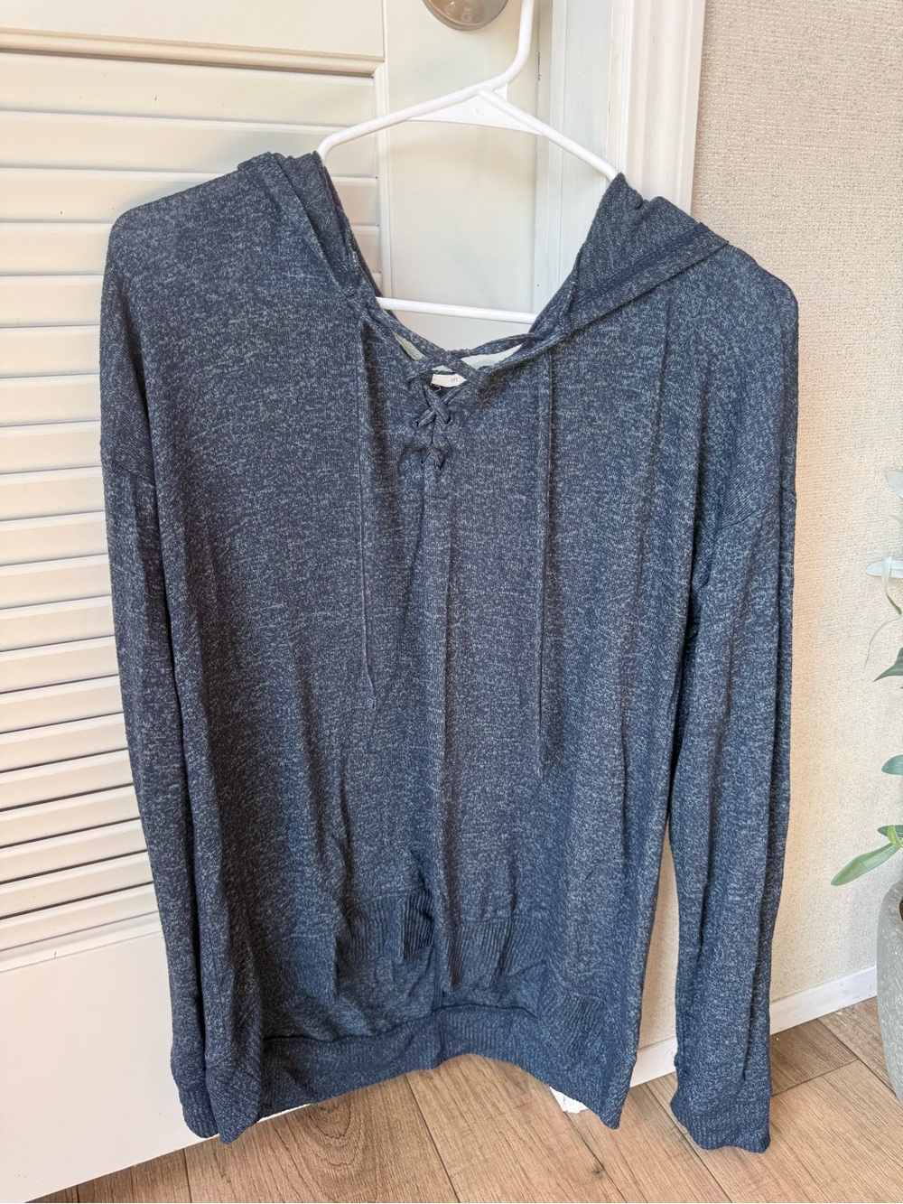 Maurices Navy Heather Lace-Up Pullover Hoodie